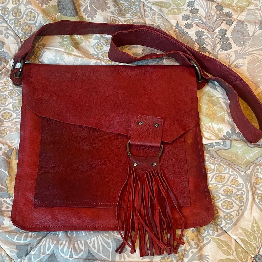 Lisa Leonard leather crossbody fringe purse bag
